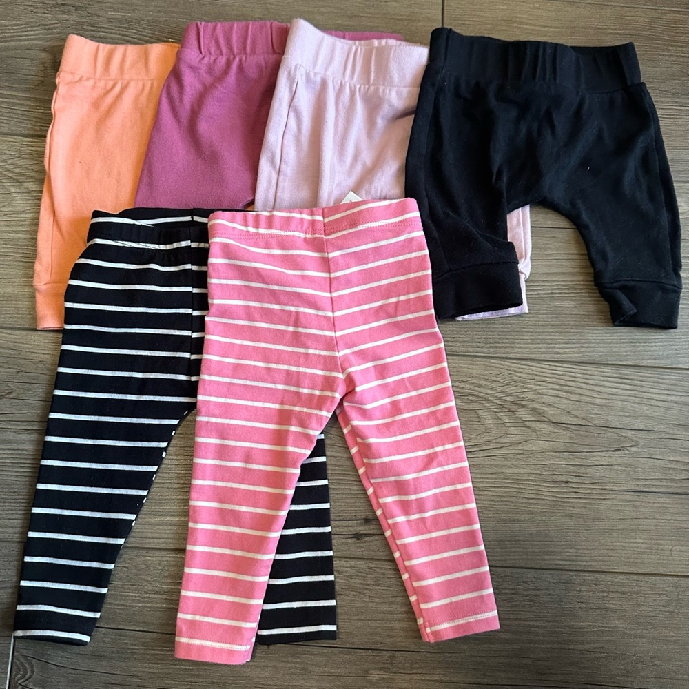💟 BOGO! 6 pairs of baby girl pants - Gerber Organic cotton & Garanimals striped